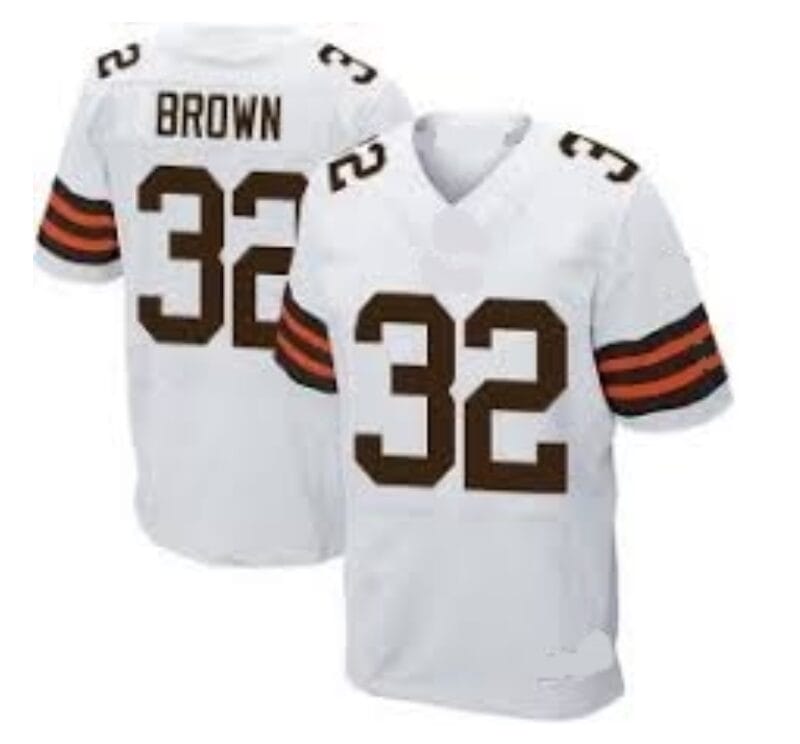 Jim Brown Jersey Cleveland Browns Custom Throwback Football White