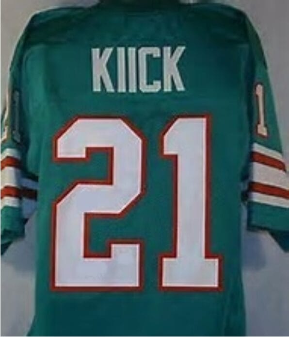 Jim Kiick Jersey Miami Dolphins Custom Throwback Football Green