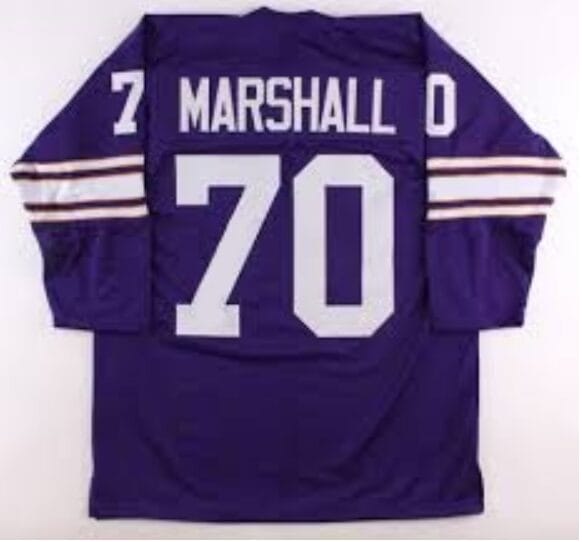 Jim Marshall Jersey Minnesota Vikings Long Sleeve Vintage Style Custom Throwback Football Purple