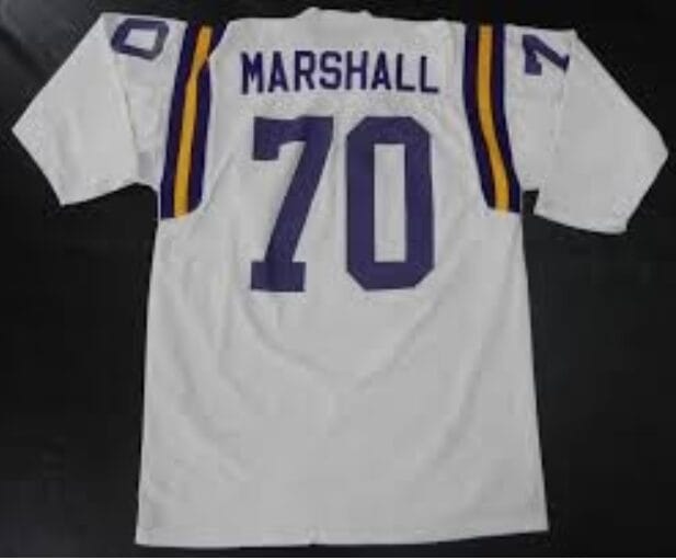 Jim Marshall Jersey Minnesota Vikings Long Sleeve Vintage Style Custom Throwback Football White