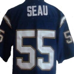 Junior Seau Jersey San Diego Chargers Custom Throwback Football Dark Blue