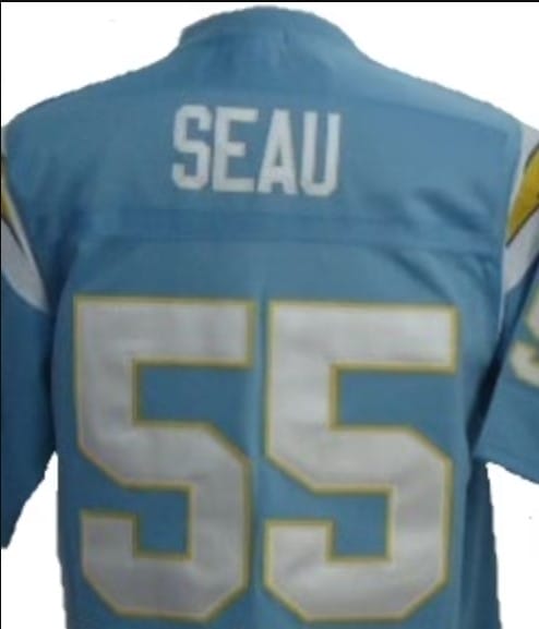 Junior Seau Jersey San Diego Chargers Custom Throwback Football Power Blue