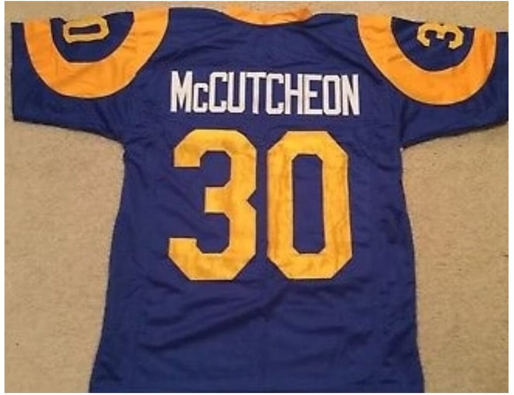 Lawrence McCutcheon Jersey Los Angeles Rams Custom Throwback Football Blue