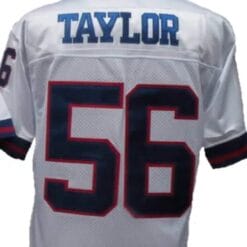Lawrence Taylor Jersey New York Giants Custom Throwback Football White with Blue