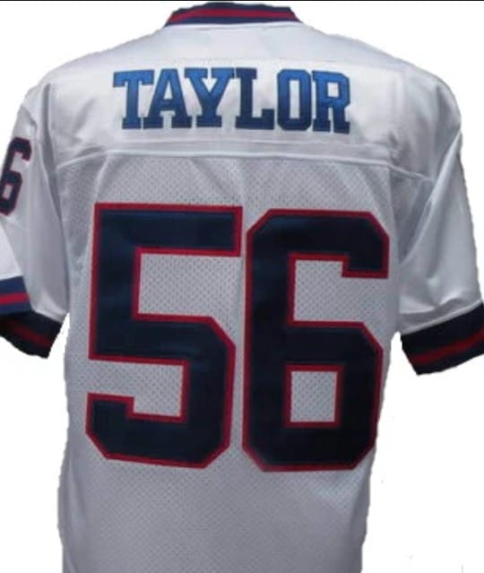 Lawrence Taylor Jersey New York Giants Custom Throwback Football White with Blue