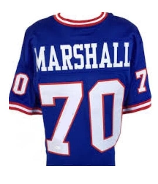 Leonard Marshall Jersey New York Giants Custom Throwback Football Blue