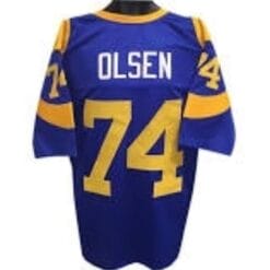 Merlin Olsen Jersey Los Angeles Rams Custom Throwback Football Blue