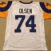 Merlin Olsen Jersey Los Angeles Rams Custom Throwback Football White