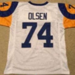 Merlin Olsen Jersey Los Angeles Rams Custom Throwback Football White