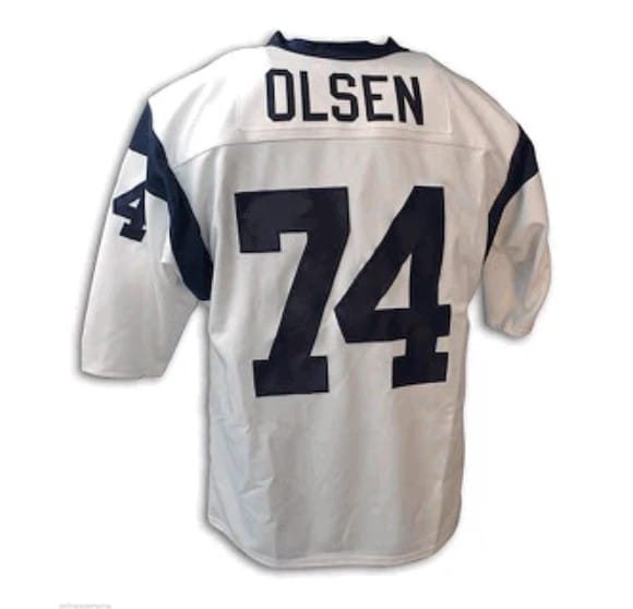 Merlin Olsen Jersey Los Angeles Rams Vintage Style Custom Throwback Football White