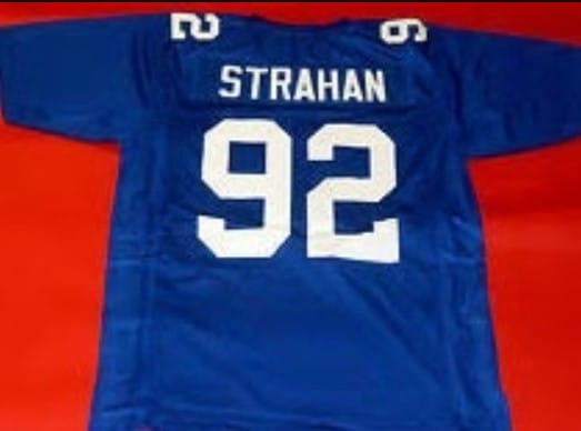 Michael Strahan Jersey New York Giants Custom Throwback Football Blue 1