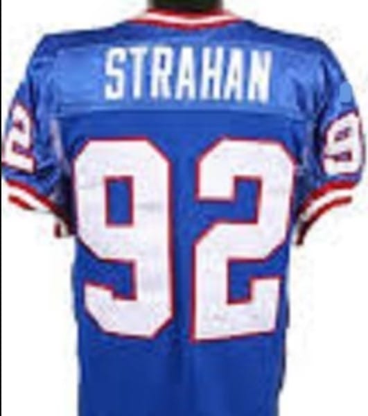 Michael Strahan Jersey New York Giants Custom Throwback Football Blue