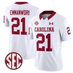 Nick Emmanwori Jersey #21 South Carolina Gamecocks Football 1980 Throwback Vapor Limited SEC Patch White