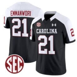 Nick Emmanwori Jersey #21 South Carolina Gamecocks Football 1980 Throwback Vapor Limited SEC Patch Black Alternate