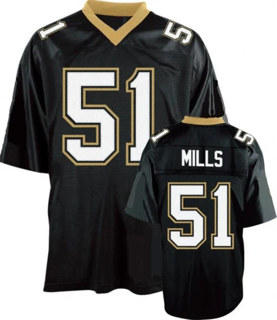 Sam Mills Jersey New Orleans Saints Custom Throwback Football Black
