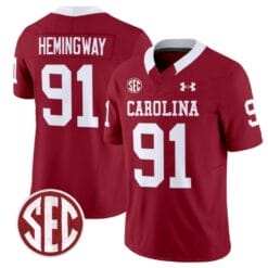 Tonka Hemingway Jersey #91 South Carolina Gamecocks Football 1980 Throwback Vapor Limited SEC Patch Garnet