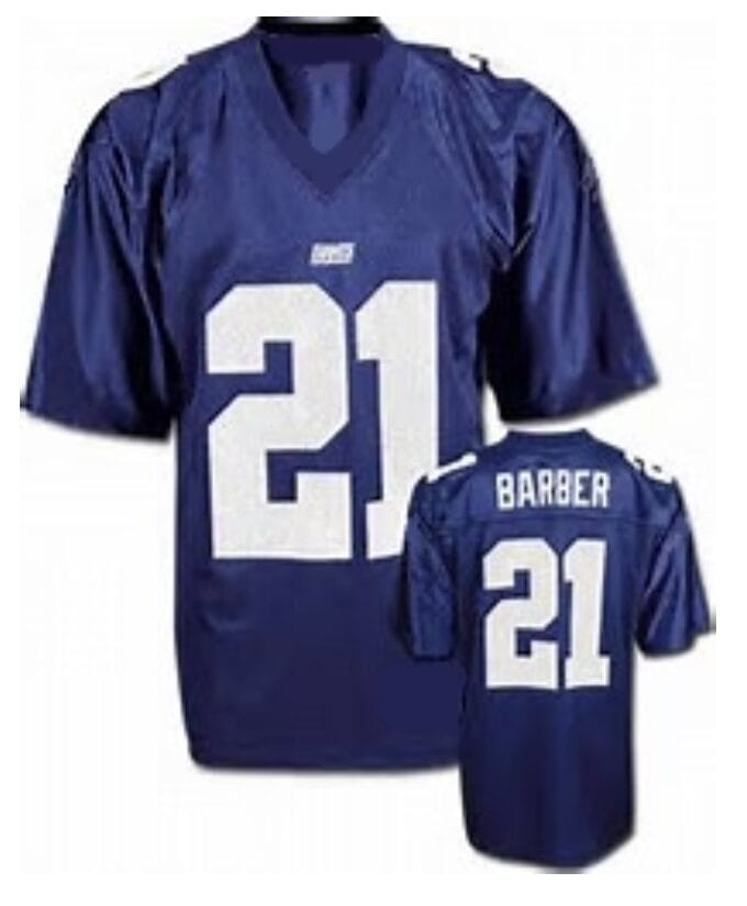 Tiki Barber Jersey New York Giants Custom Throwback Football Blue