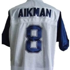 Troy Aikman Jersey Dallas Cowboys Custom Throwback Football White Blue Sleeves