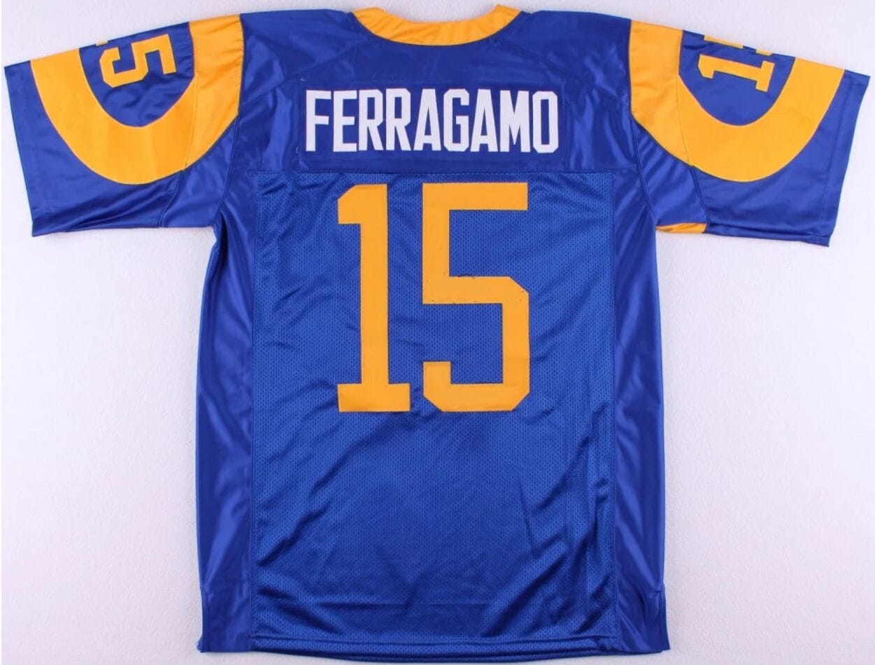 Vince Ferragamo Jersey Los Angeles Rams Custom Throwback Football Blue