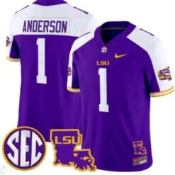 Aaron Anderson Jersey #1 LSU Tigers 2024 Louisiana Patch Vapor Limited College Football Stitched Purple Alternate