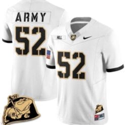 Austin Hill Jersey #52 Army Black Knights Jersey Rocky The Bulldog Patch Vapor Limited College Football Stitched White