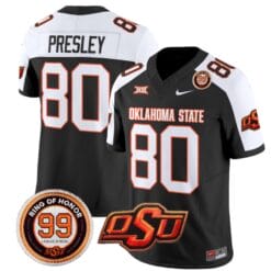 Brennan Presley Jersey #80 Oklahoma State Cowboys Leslie O'neal Patch Vapor Limited College Football Stitched Black Alternate