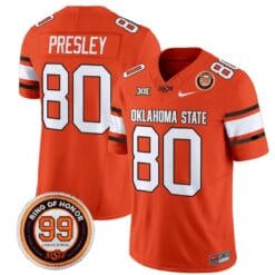 Brennan Presley Jersey #80 Oklahoma State Cowboys Leslie O'neal Patch Vapor Limited College Football Stitched Orange