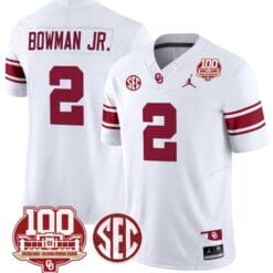 Billy Bowman Jr Jersey #2 Oklahoma Sooners 100th Anniversary Patch Vapor Limited College Football Stitched White