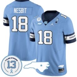 Bryson Nesbit Jersey #18 North Carolina Tar Heels Vapor College Football Stitched Alternate Blue