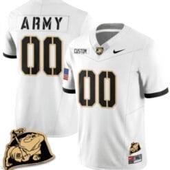 Custom Army Black Knights Jersey Name and Number Rocky The Bulldog Patch Vapor Limited College Football Stitched White