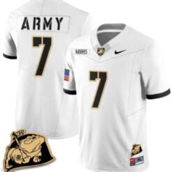 Champ Harris Jersey #7 Army Black Knights Jersey Rocky The Bulldog Patch Vapor Limited College Football Stitched White