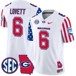 Dominic Lovett Jersey #6 Georgia Bulldogs American Style Vapor Limited Football Stitched White