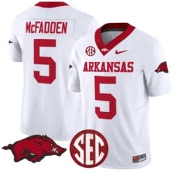 Darren McFadden Jersey #5 Arkansas Razorbacks Vapor Limited College Football Stitched White