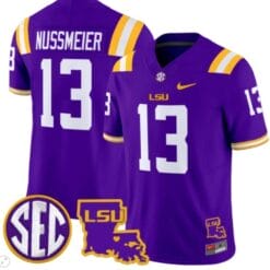 Garrett Nussmeier Jersey #13 LSU Tigers 2024 Louisiana Patch Vapor Limited College Football Stitched Purple