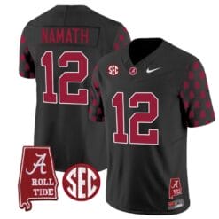 Joe Namath Jersey #12 Alabama Crimson Tide Vapor College Football Limited Stitched Black