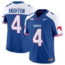 Jaylan Knighton Jersey #4 SMU Mustangs Icy College Football Vapor Limited Blue Alternate