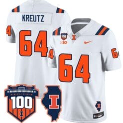 Josh Kreutz Jersey #64 Illinois Fighting Vapor Limited College Football Stitched White