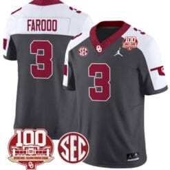 Jalil Farooq Jersey #3 Oklahoma Sooners 100th Anniversary Patch Vapor Limited College Football Stitched Anthracite Alternate