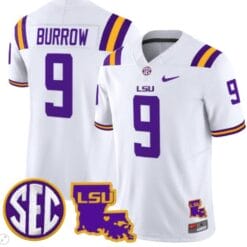 Joe Burrow Jersey #9 LSU Tigers 2024 Louisiana Patch Vapor Limited College Football Stitched White