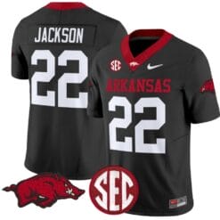 Ja'Quinden Jackson Jersey #22 Arkansas Razorbacks Vapor Limited College Football Stitched Black