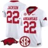 Ja'Quinden Jackson Jersey #22 Arkansas Razorbacks Vapor Limited College Football Stitched White