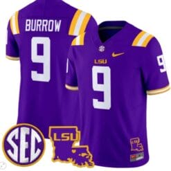 Joe Burrow Jersey #9 LSU Tigers 2024 Louisiana Patch Vapor Limited College Football Stitched Purple