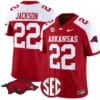Ja'Quinden Jackson Jersey #22 Arkansas Razorbacks Vapor Limited College Football Stitched Cardinal Alternate