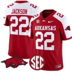 Ja'Quinden Jackson Jersey #22 Arkansas Razorbacks Vapor Limited College Football Stitched Cardinal Alternate
