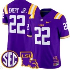 John Emery Jr Jersey #22 LSU Tigers 2024 Louisiana Patch Vapor Limited College Football Stitched Purple