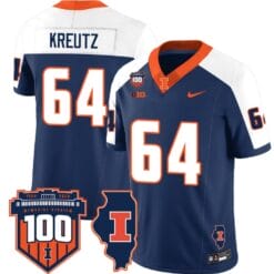 Josh Kreutz Jersey #64 Illinois Fighting Vapor Limited College Football Stitched Navy Alternate