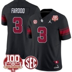 Jalil Farooq Jersey #3 Oklahoma Sooners 100th Anniversary Patch Vapor Limited College Football Stitched Black