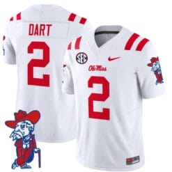 Jaxson Dart Jersey #2 Ole Miss Rebels Vapor Limited College Football Stitched White
