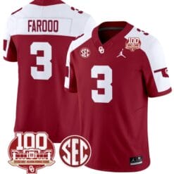 Jalil Farooq Jersey #3 Oklahoma Sooners 100th Anniversary Patch Vapor Limited College Football Stitched Crimson Alternate