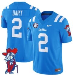 Jaxson Dart Jersey #2 Ole Miss Rebels Vapor Limited College Football Stitched Powder Blue
